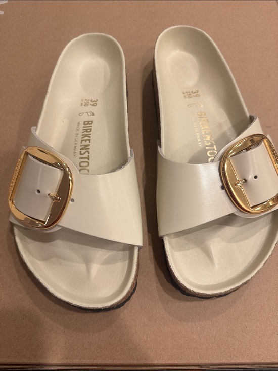 Birkenstock Shoes - Birkenstock Madrid Cream Gloss Slides